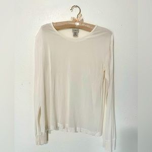 100% Silk L.L Bean Women’s Silk Cream/White Long Sleeve Blouse Size Small